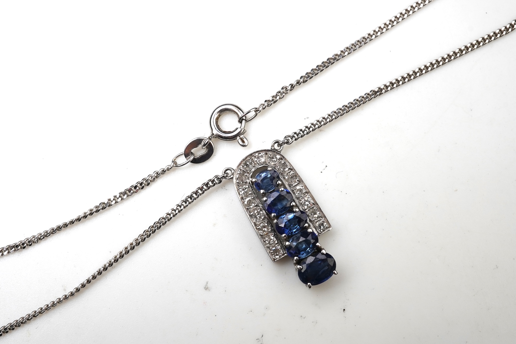 A sapphire and diamond demi-parure
